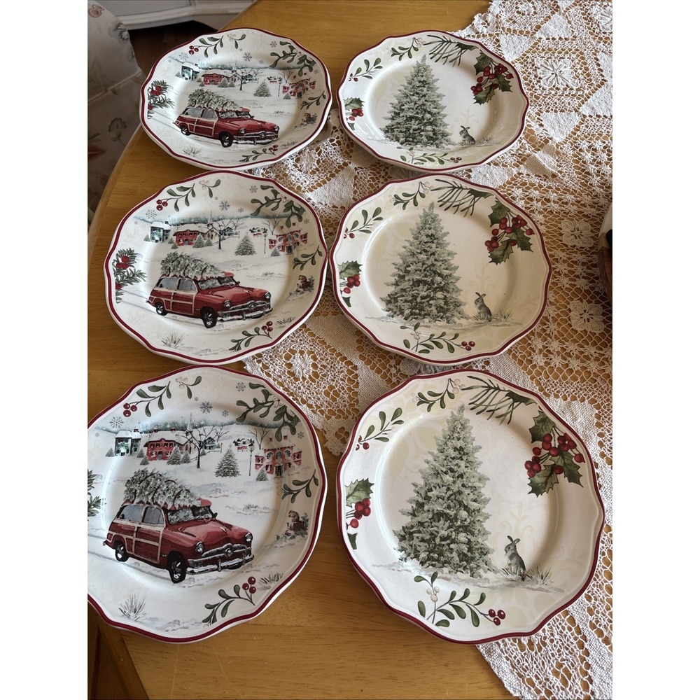 BHG Heritage Winter Forest Salad Plates | 8.75 in | Set of 6 Read Discription
